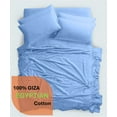 thumbnail image 2 of 1000 Thread Count, 100% Giza Egyptian Cotton Bedding Set, 6-PC Sheets Set, 15 Inch Deep Pocket of Fitted Sheet, Soft Sateen Weave Breathable - Sky Blue, Twin-XL, 2 of 7