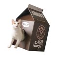 thumbnail image 4 of Cardboard Cat House Corrugated Paper Milk Box Shape Cat Scratching House Bed for Cats Kittens, 4 of 8