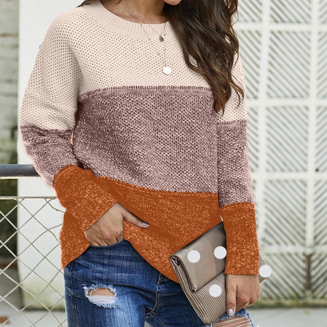 Fankiway Chandails Grande Taille Liquidation Femmes Mode Décontractée Chandail à Manches Longues Col Rond Chandails et Cardigans pour Femmes