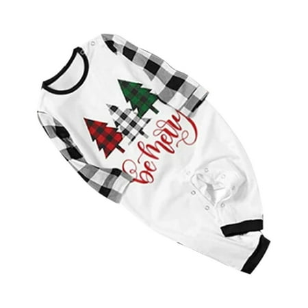 

Emmababy Family Matching Pajamas Set Mom Dad Kid Christmas Tree Pattern Baby Romper