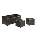 thumbnail image 2 of Leather Storage Bench with 2 Side Ottomans, Black, 2 of 6