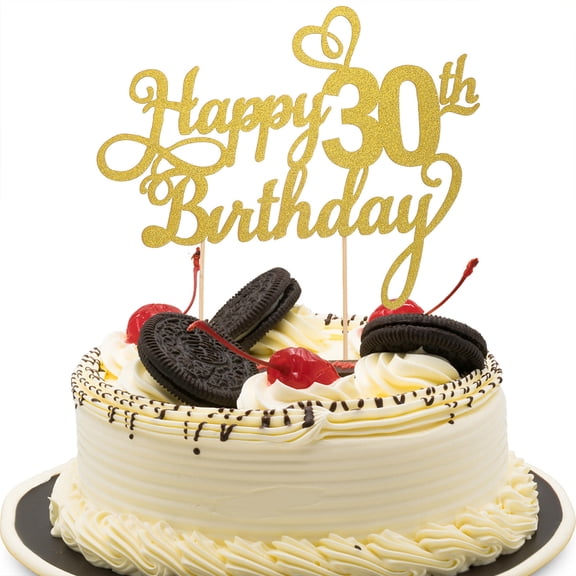 HEMOTON 3-Piece 30th Birthday Dessert Cupcake Toppers Set for Party Baking Decorations