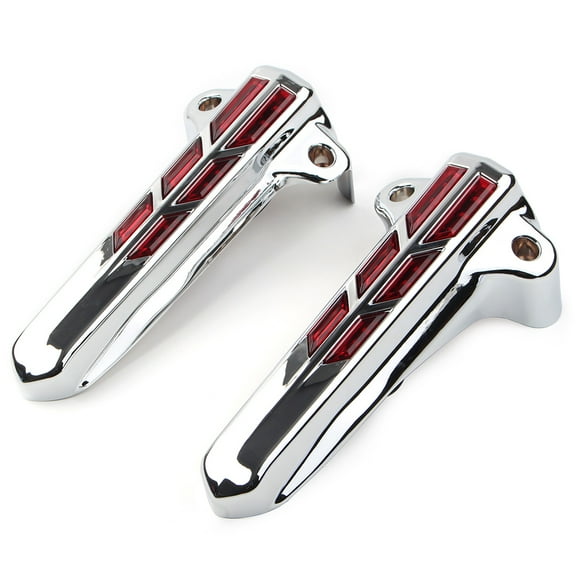 BFY Chrome Front Fork Boot Lower Cover Protector with LED Lights for Harley Touring FLHT FLHR FLHX FLTR 2014-2019, Red Lens