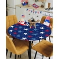 thumbnail image 4 of Memorial Day Independence Flag Celebration Fitted Round Tablecloths Elastic Edged Table Covers 36"-44",Blue Red Stars and Stripes Waterproof Dining Room Table Cloth for Kitchen Holiday Party Tables, 4 of 6