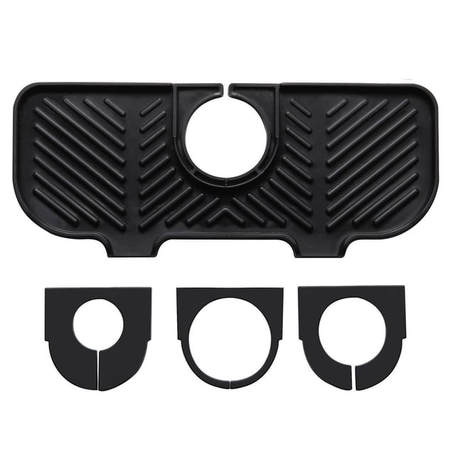 LEEYNEER 10.6 Inch Kitchen Sink Splash Guard Silicone Sink Protectors for Kitchen Sink Sink Faucet Sink Splashing Guard Draining Pad Keep Kitchen Bathroom RV Faucet Counter Dry