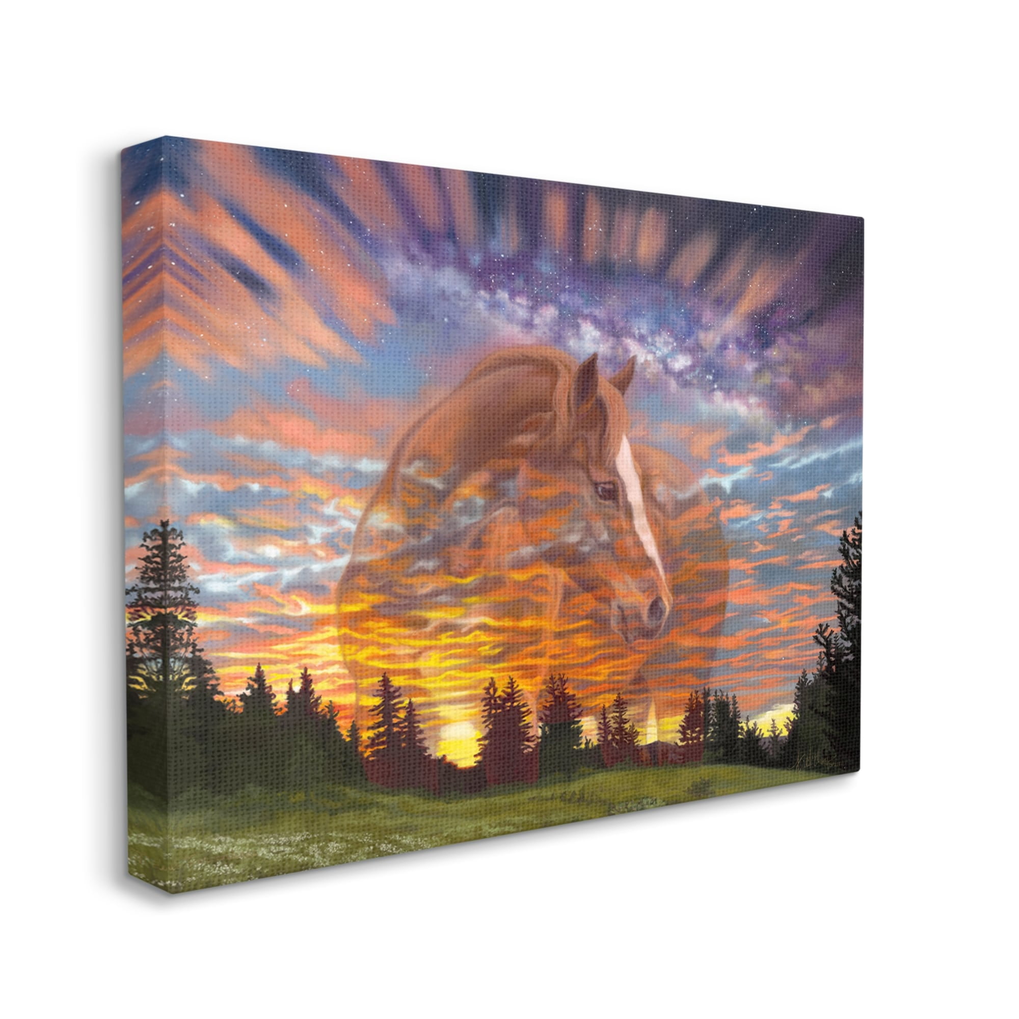 Stupell Industries Horse In Vivid Sunset Sky Animals & Insects Painting Gallery Wrapped Canvas Print Wall Art