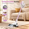 thumbnail image 3 of MOOSOO Stick Vacuum Cleaner, 6-in-1 Lightweight Cordless Vacuum for Hard Floor Carpet Pet Hair, L12 Pink, 3 of 9