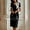 Black, variant on Women's Elegant Bow Detail Bodycon Short Sleeve Knee-Length Party Dress with Contrast Trim White M