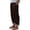 Brown, variant on Womens Solid Color Straight Trousers Striped Cuff Pants with Pockets Drawstring Elastic Waist Long Pants Casual Comfy Slacks Brown L