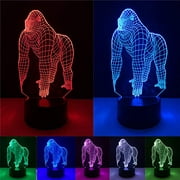 YANGHX FUGEST 3D Illusion Gorilla Chimpanzee Halloween Optical Illusion LED USB Table Night Light Remote Desk Lamp Lighting for Halloween Decorations Xmas