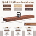 thumbnail image 2 of 60 inch Walnut Handcrafted Solid Mantel Shelf for Over Fireplace - Wall Mounted Floating Mantel Shelf with Invisible Brackets, 2 of 7