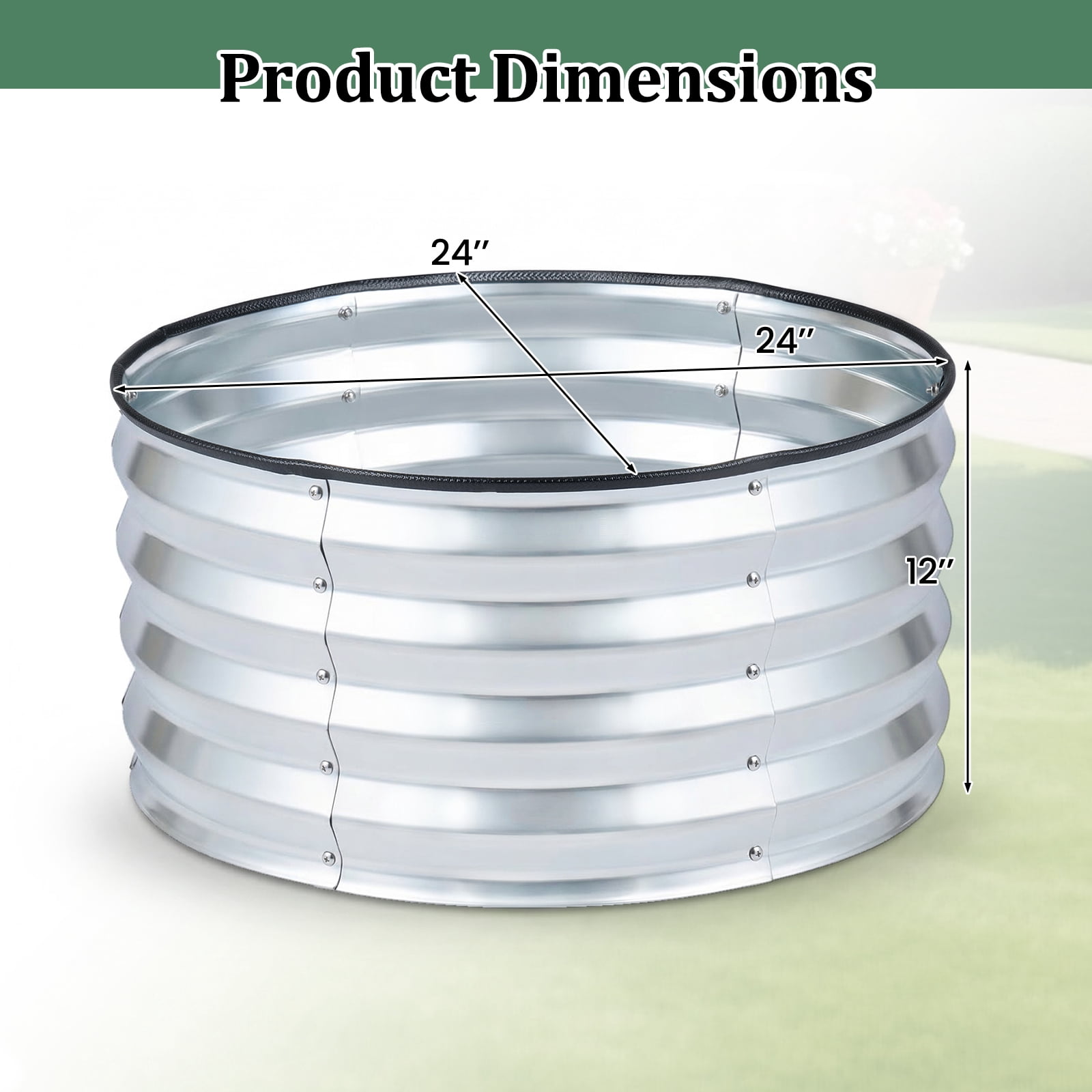 Costway 2 Pack Galvanized Raised Garden Bed Kit with Open-Ended Base for Vegetables Flowers
