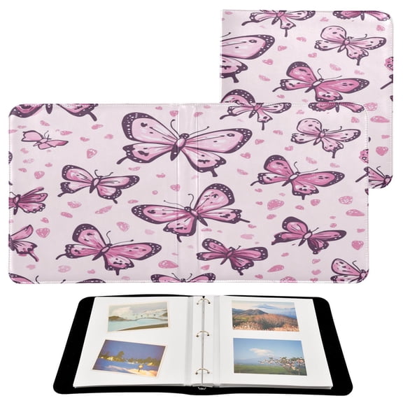 YAZAOO Photo Album Book Scrapbooking Whimsical Pink Butterflies Printed Picture Album