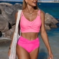 thumbnail image 5 of Duqingm Mid Rise Bikini Sets for Women Women Two Piece Bathing Suits Push Up Bikini Set Halter Swimsuit Vintage Swimwear Hot Pink,2XL, 5 of 6