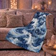 thumbnail image 6 of Churning Japanese Wave Art Dramatic Artistic Scene, Dramatic Artistic Scene, Warm Flannel Blanket for Beach House and Reading Nook, Beach Lovers Birthday Gift, Artistic Home Decor, 6 of 9