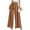 Brown, variant on Wide Leg Womens Pants Pleated High Rise Beige Work Pants Tie Front Business Office Pants Fun Pants Women L