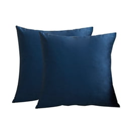 HIG Set of 2 Navy Throw Pillow Covers Vintage Linen Trimmed