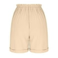 thumbnail image 4 of POTETI Casual Womens Bermuda Shorts High Waisted Plus Size Womens Shorts Khaki Zipper Solid with Pockets Drawstring Loose Shorts, 4 of 5