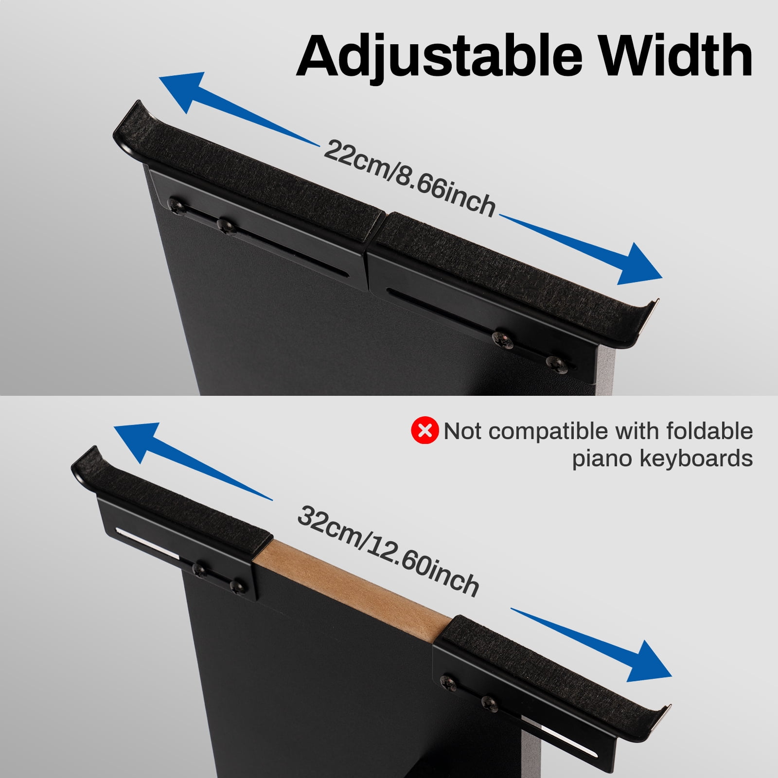 AODSK Digital Piano Stand Adjustable Width Wooden Furniture Stand Universal 76 / 88 Key Pianos Base- Black