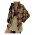 thumbnail image 3 of Seyurigaoka Women's Shacket Button Down Plaid Jacket, Long Sleeve Chest Pocket Shirt Coat, 3 of 6