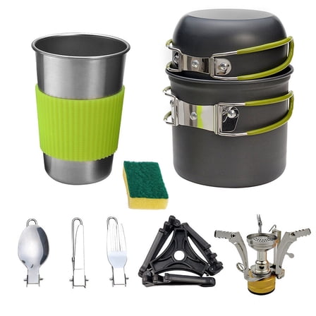 LABSERRON Outdoor Stove Cooking Pot 1 Set Round Shape for Camping with Insulated Handle 12.2X12.2X4.1in