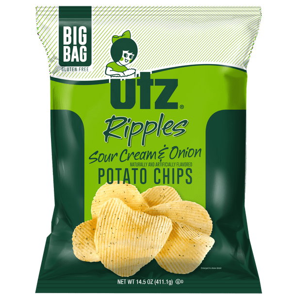 Utz Potato Chips, Ripple Sour Cream & Onion, 14.5 Oz.