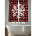 thumbnail image 5 of Christmas Snowflake Sheer Curtains 63 Inch Length 2 Panels Set for Living Room/Bedroom, Winter Snwoflake Red Black Plaid Curtain Sheers Drapes Rod Pocket Curtains Window Treatment Set 52''x63''x2, 5 of 7