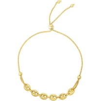 Floreo 14k Yellow Gold Puff Mariner Link Adjustable Friendship Bolo Bracelet, Extendable 9.25 Inch