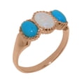 thumbnail image 1 of LBG British Made Classic 18k Rose Gold Natural Opal & Turquoise Womens Anniversary Ring - 33 size options - Size 5.25, 1 of 7