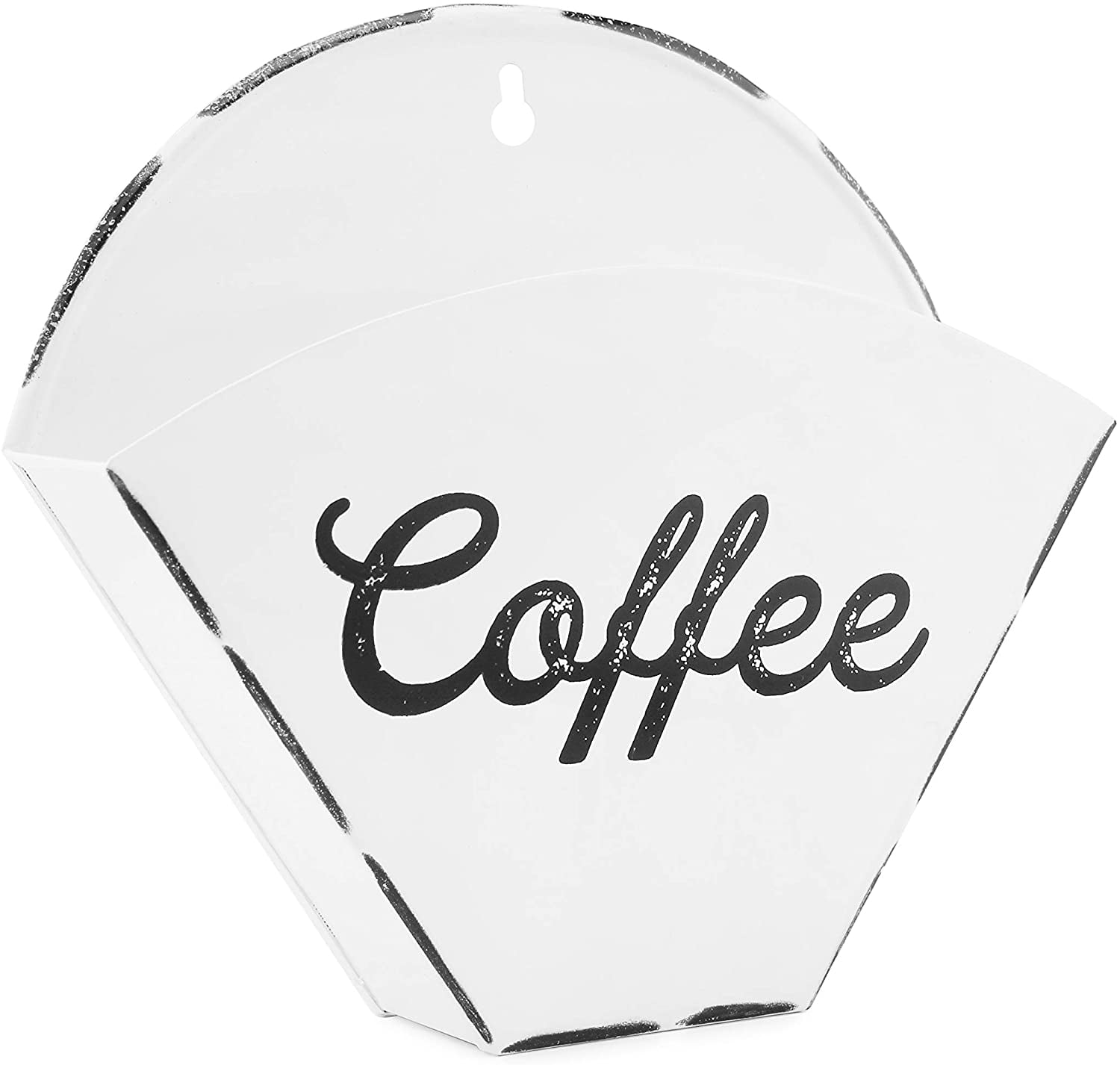 AuldHome Enamelware Coffee Filter Holder (White, ConeShaped), Wall