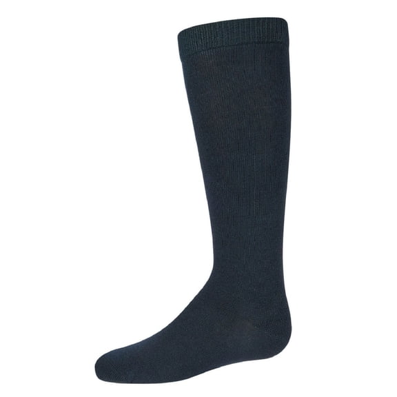 MeMoi Ribbed Classic Cotton-Rich Solid-Color Knee High Sock - Girls - Female, 12, Dark Hunter