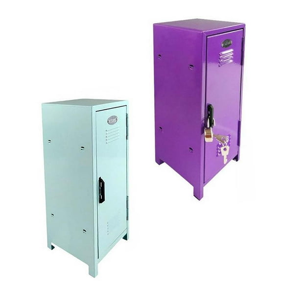 2 gabinetes de almacenamiento de maquillaje pequeños, archivador vertical Azules y Violetas