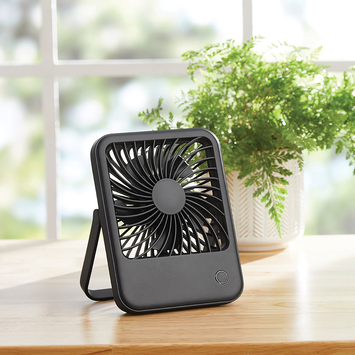 Mainstays 4" 3-Speed Portable Rechargeable Foldable Fan with Lighted Button, Black, Model#FN1041NBK, New 2026 Model