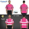 thumbnail image 5 of ProtectX 3-Pack High Visibility Short Sleeve Reflective Safety T-Shirt, Men's Heavy Duty Breathable Hi Vis Shirts, Class 2 Type R, Pink - Samll, 5 of 7