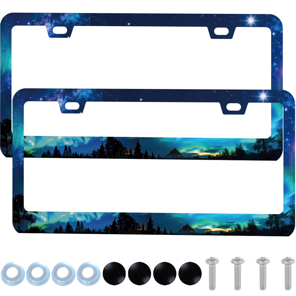 2Pcs 201 Stainless Steel License Plate Frames Number Plates Frame Holder for Auto-Car-Truck Forest 310x160x6mm