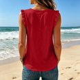 thumbnail image 5 of Rhuody Women'S Tops V Neck Tank Tops Summer Loose Fit Solid Color Ruffle Blouse Womens Clothes Red, 5 of 6