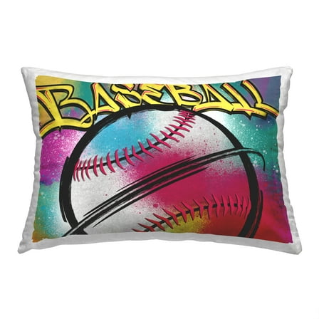 Stupell Industries Baseball Sports Graffiti Decorative Printed Throw Pillow, 14 x 20