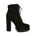 thumbnail image 2 of Women Nubuck Almond Toe Lace Up Platform Chunky Heel Ankle Boot 19051, 2 of 6