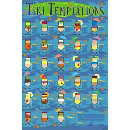 Tiki Cocktail - Tiki Temptations Cocktail Glasses Poster Poster Print