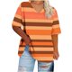 thumbnail image 2 of Tamaño Más Manga Corta Tops para la Impresión de Cuello en V de las Mujeres, Color Sólido Base de Verano Blusa Casual, 2 of 5
