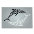 thumbnail image 1 of Dolphin Cutting Board, Monochrome Subaquatic Design with Floral Details on Greyscale Background, Decorative Tempered Glass Cutting and Serving Board, Large Size, Pale Grey Black White, by Ambesonne, 1 of 1