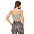 thumbnail image 3 of Women’s Ribbed Cropped Tank Top - Deep Scoop -Light Khaki, SM, 3 of 5