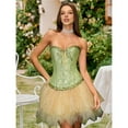 thumbnail image 4 of Tops de Corsé para Mujer, Lencería Moldeadora con Bustier, Body Push Up con Cintura de Encaje Verde L, 4 of 10