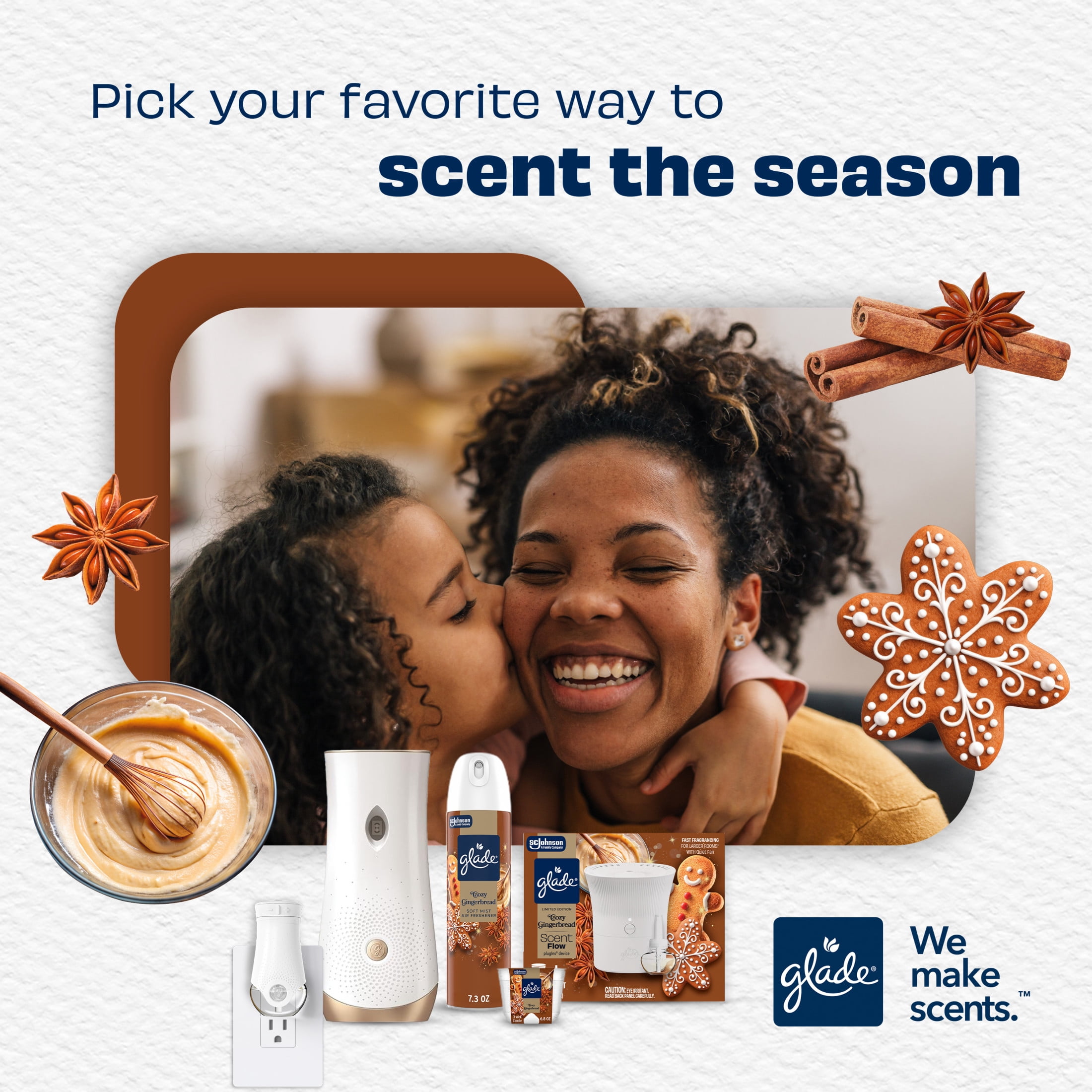 Glade® Scent Flow PlugIns® Air Freshener Starter Kit, Cozy Gingerbread, 1 Device + 1 Refill, 0.67 fl oz