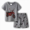 thumbnail image 5 of Toddler Boy Outfit Set Toddler Baby Fire Truck Animal Print Short Sleeve T-Shirt and Shorts 2-Piece Cute Summer Outfit Toddler Boy Short Set, 5 of 8