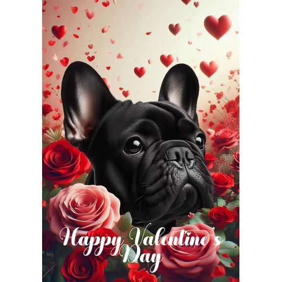 French Bulldog Black - Best of Breed Valentines Day Outdoor Garden Flag 12" x 17" Mailbox Flag Dog Flag