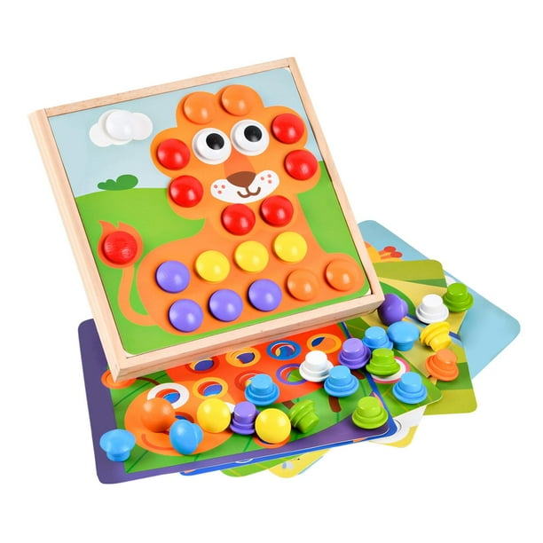 Montessori Nail Peg Board, Learning Educational Jigsaw Board Puzzle Games Pegged Puzzles for