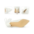 thumbnail image 2 of BLISSFUL STEP Pointed Toe Bow Decor Stiletto Heel Pumps for Women White 7, 2 of 6