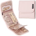 thumbnail image 1 of BELALIFE Travel Jewelry Case Organizer, Small Foldable Storage Roll for Earrings, Necklaces, Rings, Bracelets, Brooches, Pink, 1 of 7