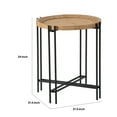 thumbnail image 5 of Benjara 24" Side Table- Modern- Round Tabletop- Carved Wood- Iron Frame- Brown, 5 of 5